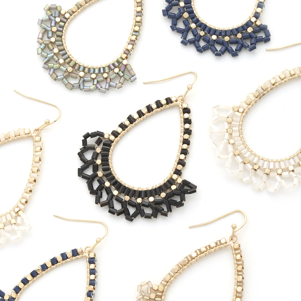 TEARDROP BEADED DANGLE EARRING