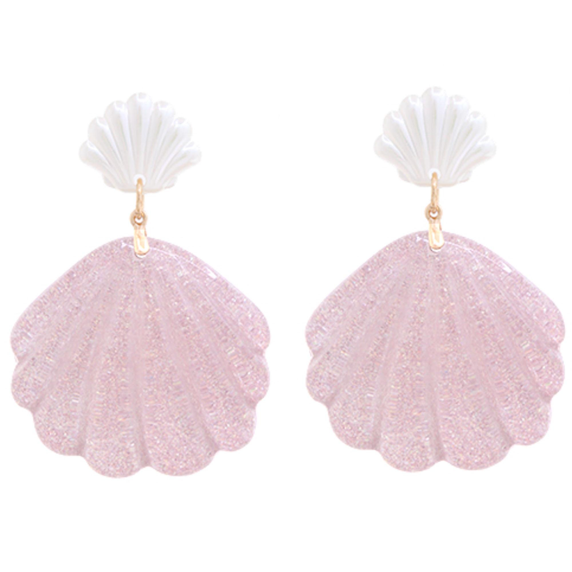 PINK SHELL DANGLE EARRING