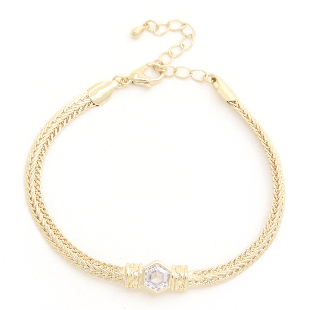 CRYSTAL WHEAT LINK METAL BRACELET