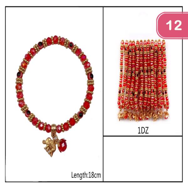 FASHION EVIL EYE BEADED BRACELET (12UNITS)