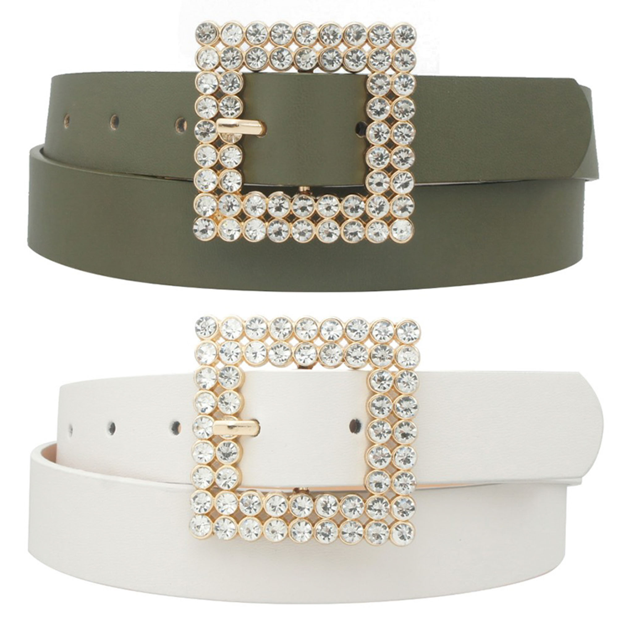 DOUBLE ROW SQUARE BUCKLE DUO BELT