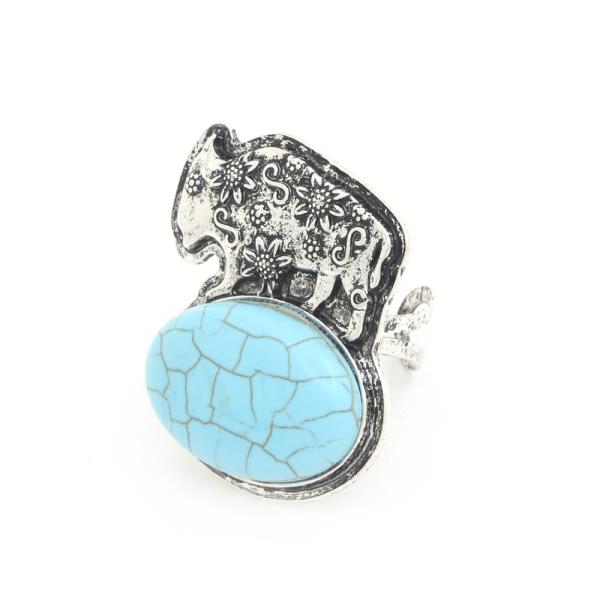 BUFFALO OVAL STONE ADJUSTABLE RING