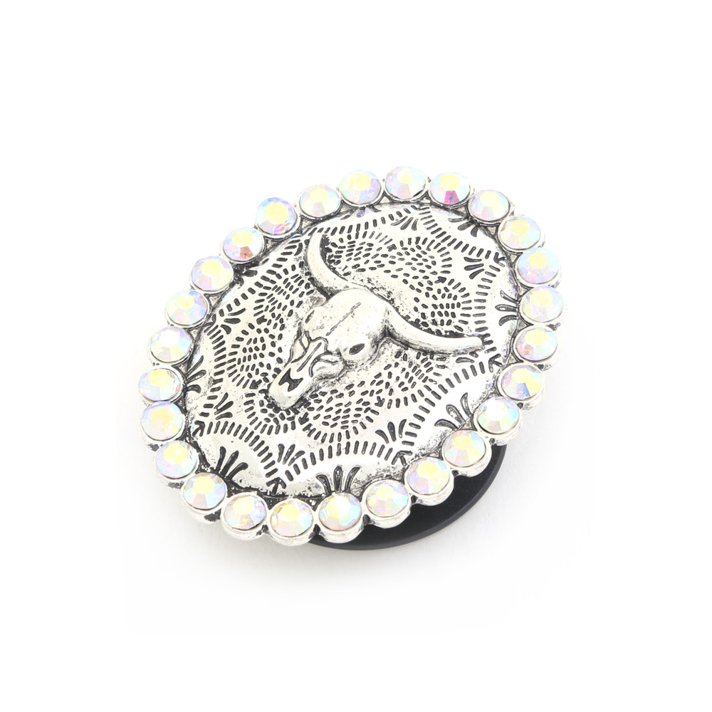 OVAL CATTLE SKULL RHINESTONE PHONE HOLDER
