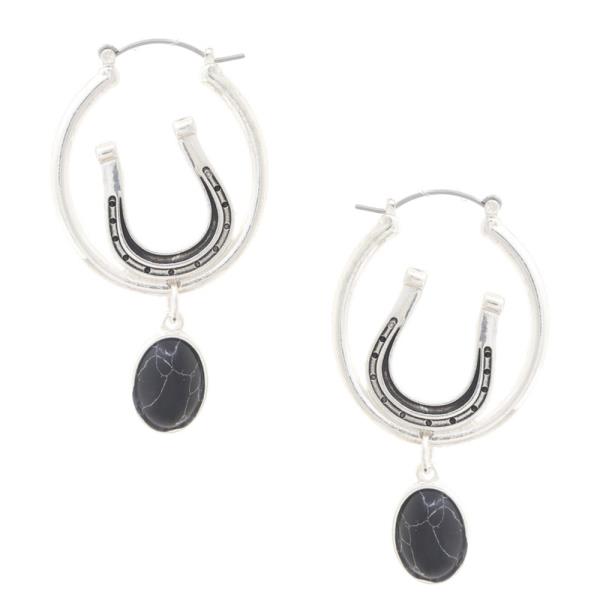 HORSE SHOE OVAL BEAD EARRING