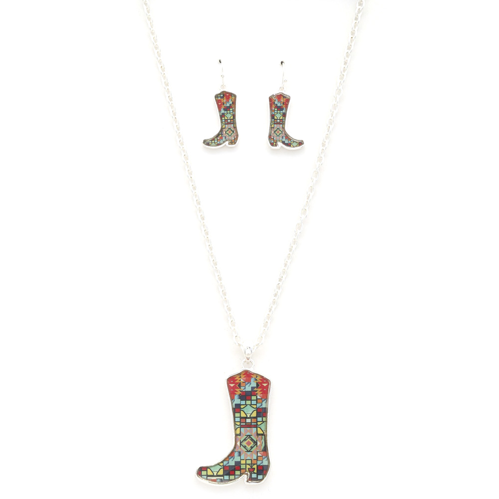 COLORFUL BOOT PENDANT NECKLACE