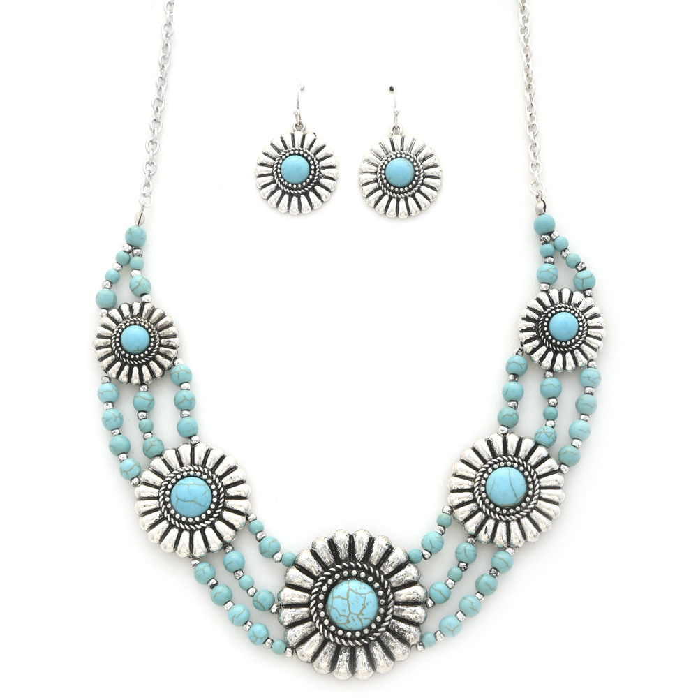CONCHO BEADED STATEMENT NECKLACE