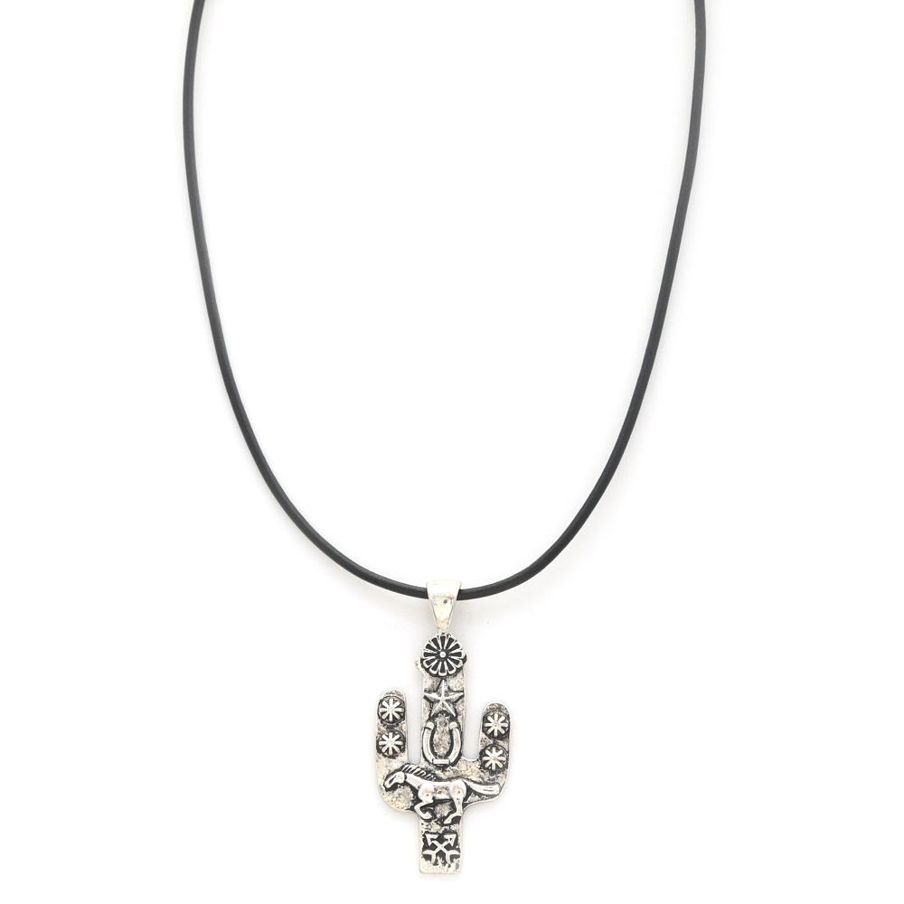 WESTERN CACTUS PENDANT NECKLACE