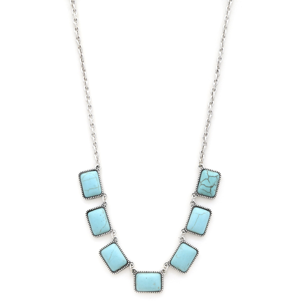 RECTANGLE TURQUOISE LINK NECKLACE