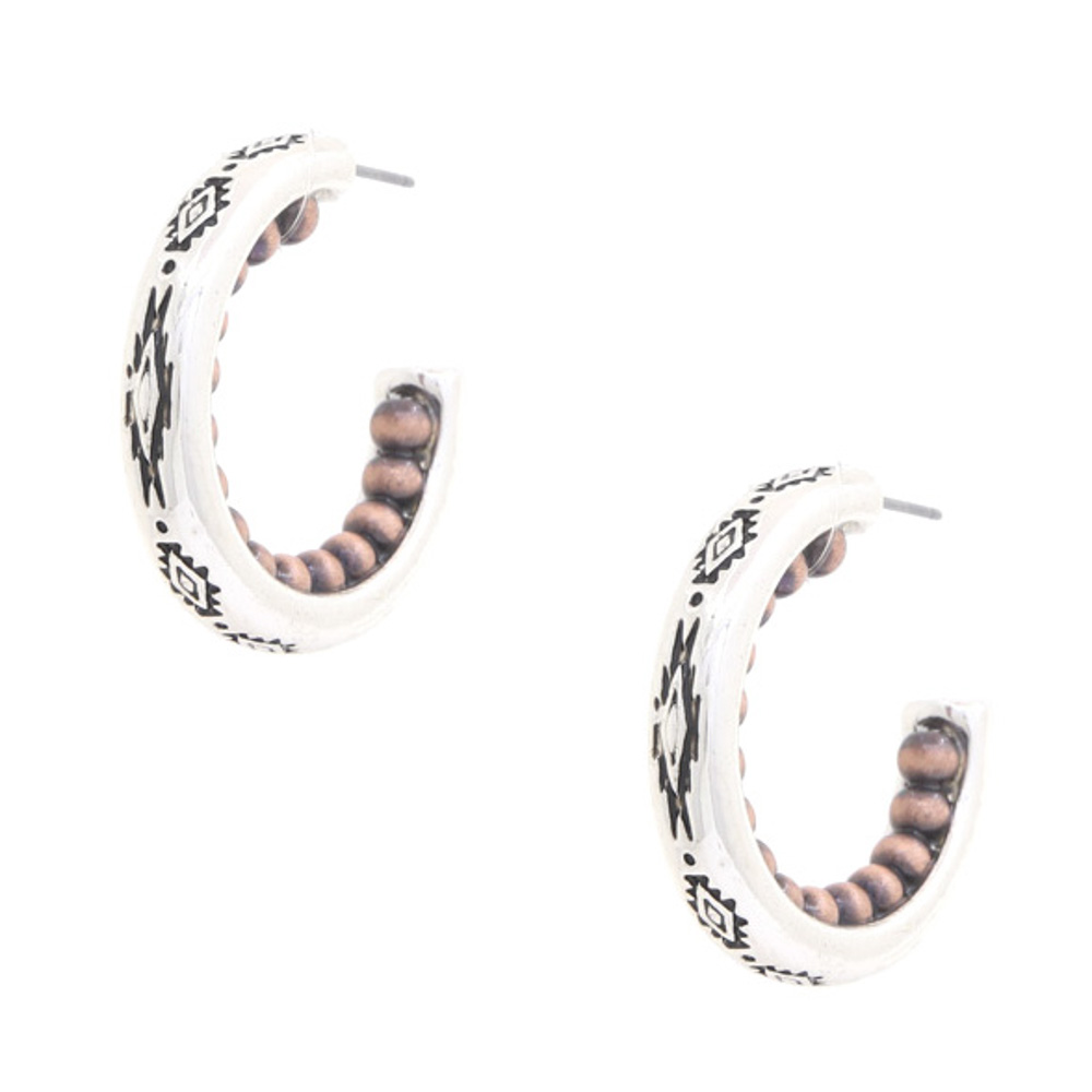 WESTERN PATTERN BEADED CIRCLE EARRING