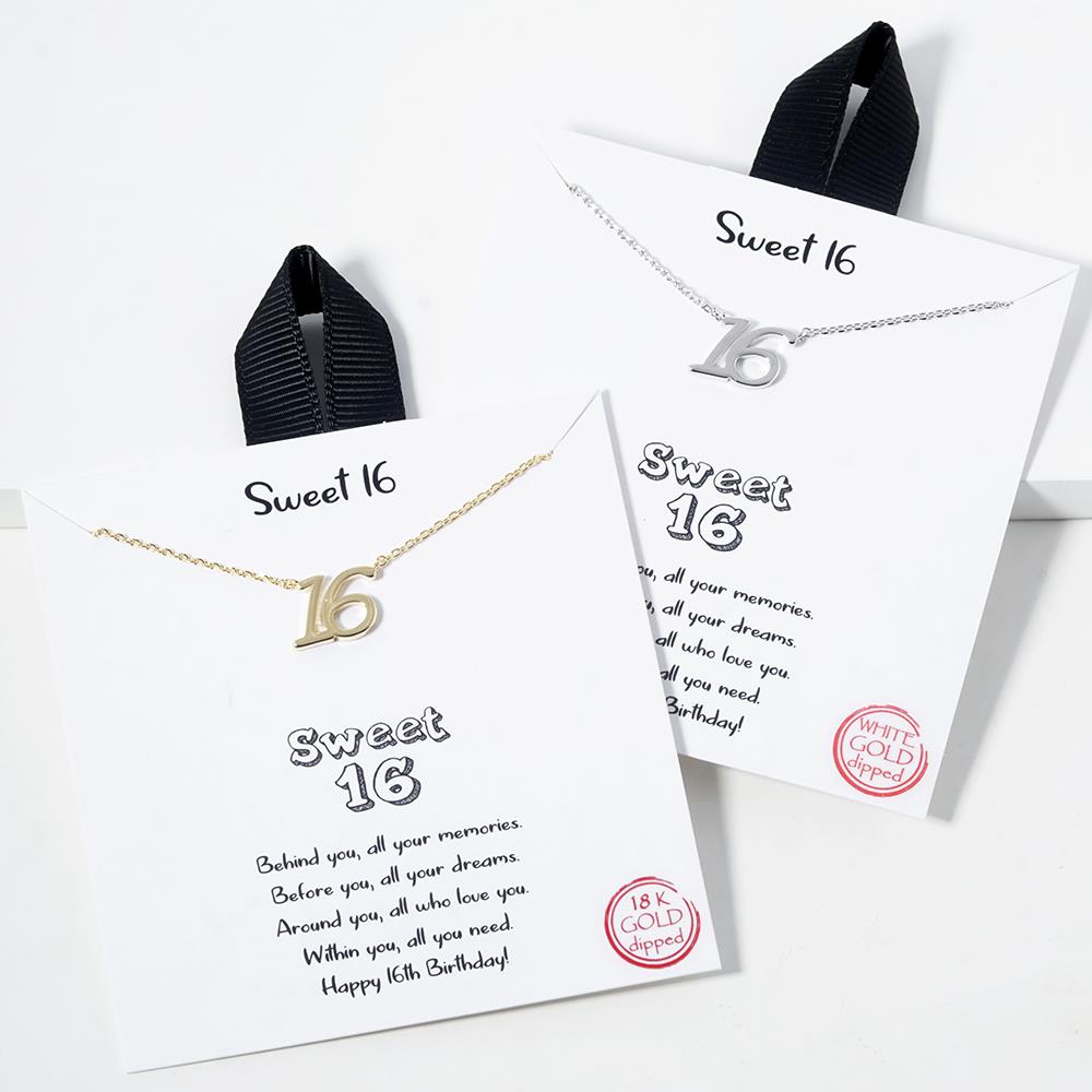 18K GOLD RHODIUM DIPPED SWEET 16 NECKLACE
