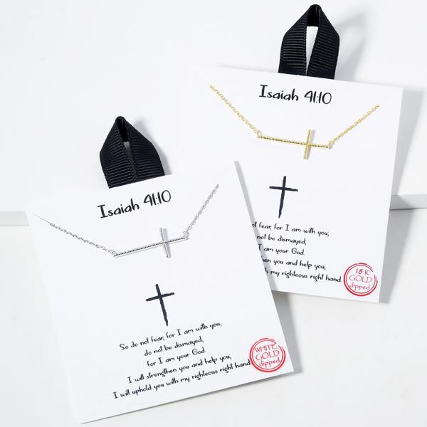 18K GOLD RHODIUM DIPPED ISAIAH 41 10 NECKLACE