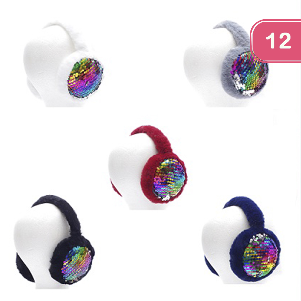 FAUX FUR SEQUIN EAR MUFF (12 UNITS)