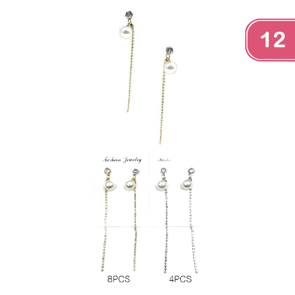 FASHION PEARL RHINESTONE DROP EARRING (12UNITS)