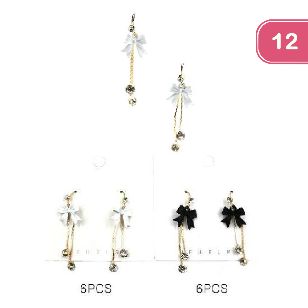 FASHION BOW RHINESTONE DROP EARRING (12UNITS)