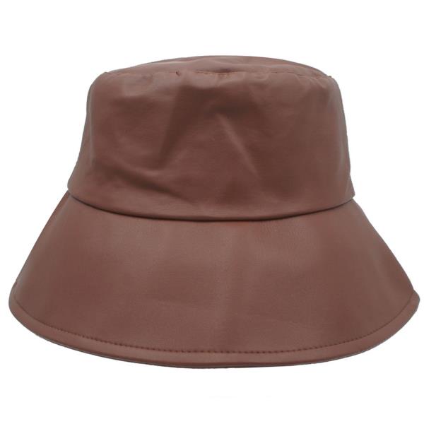 CLEAN LINES FAUX-LEATHER BUCKET HAT