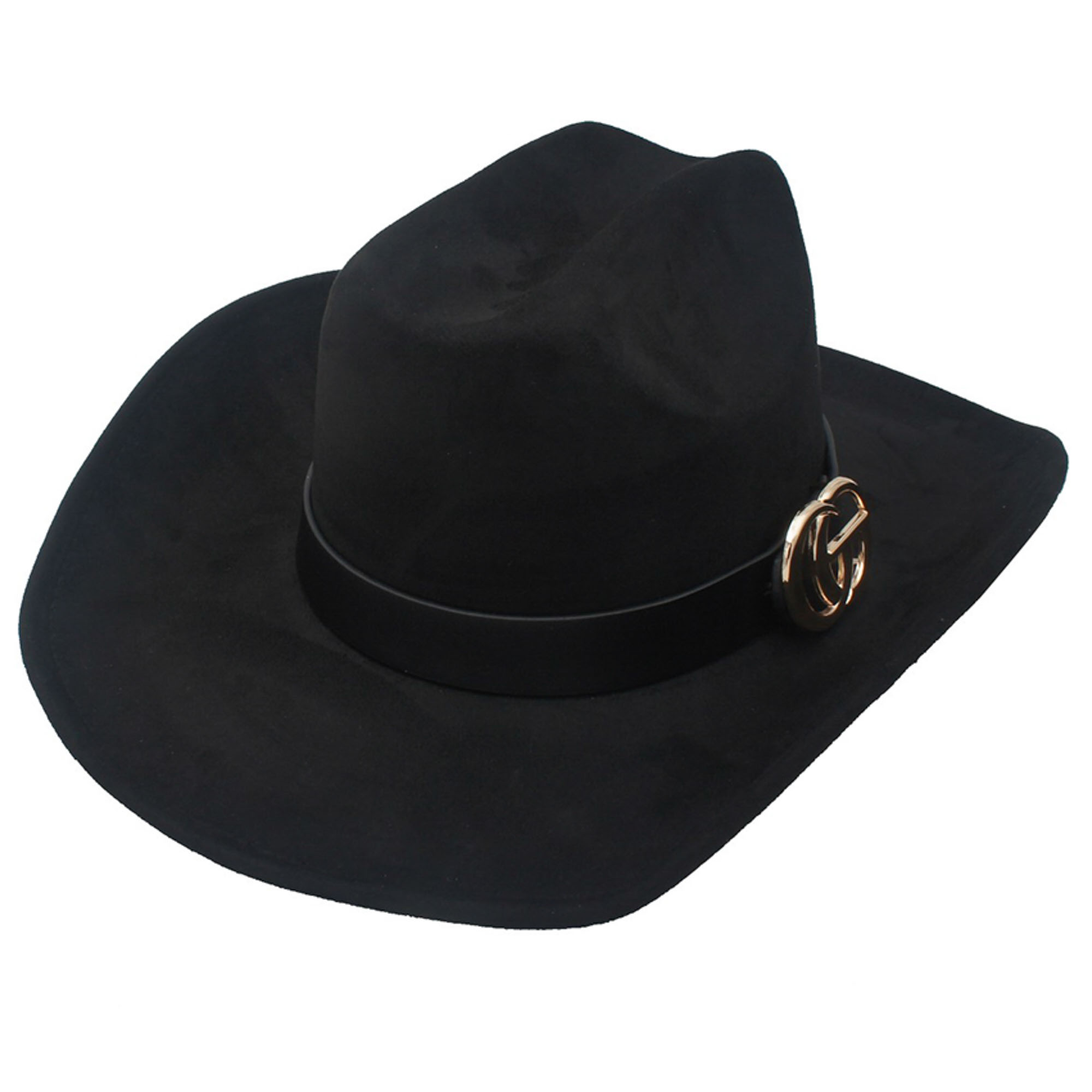 GO BUCKLE BANDED FAUX-SUEDE COWBOY HAT