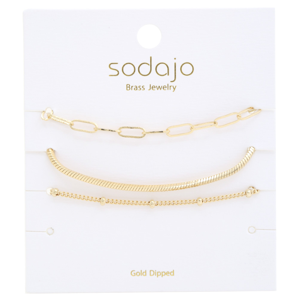SODAJO OVAL LINK GOLD DIPPED ASSORTED BRACELET SET