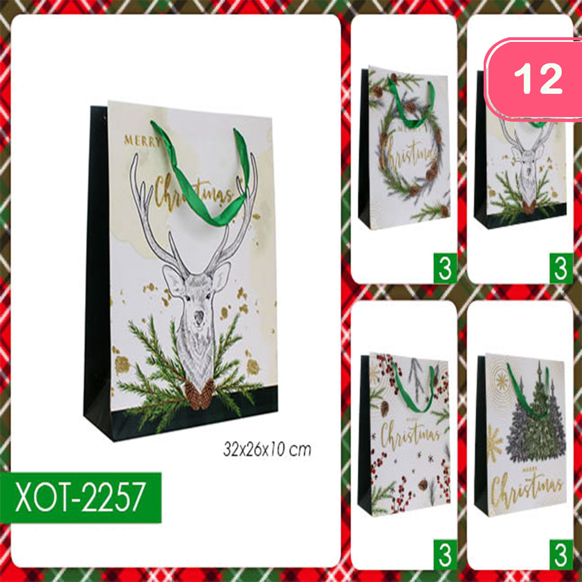 CHRISTMAS GIFT PAPER BAG (12 UNITS)