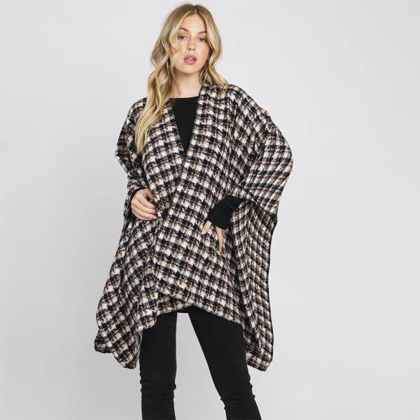 HOUNDSTOOTH PATTERN RUANA
