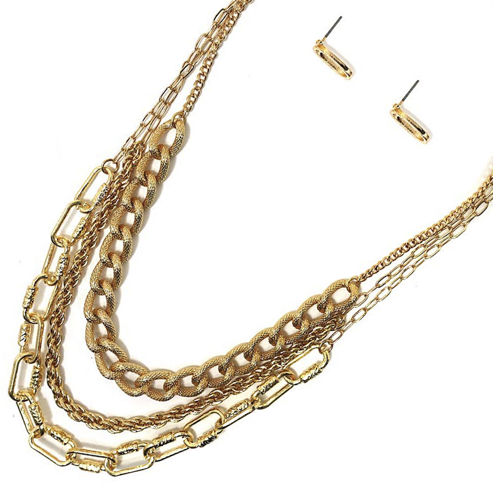 LAYERED METAL CHAIN NECKLACE