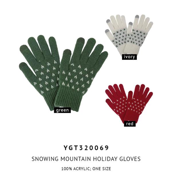 CHRISTMAS SNOWING MOUNTAIN HOLIDAY GLOVES