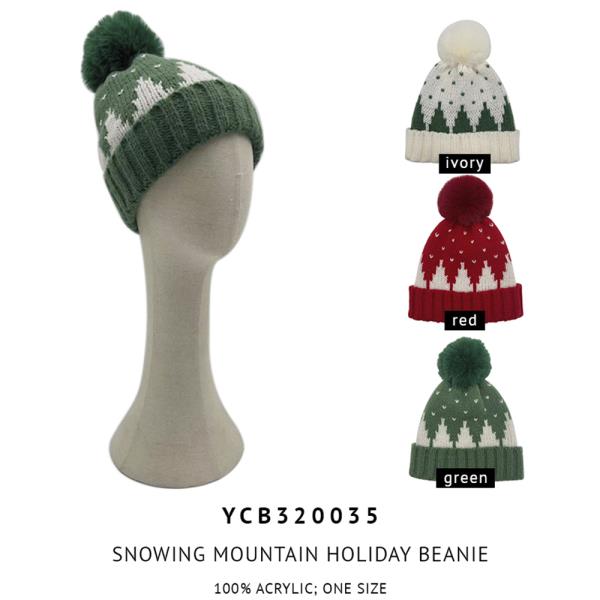 CHRISTMAS SNOWING MOUNTAIN HOLIDAY BEANIE