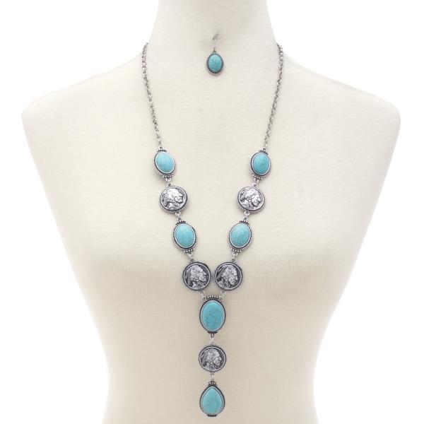 OVAL COIN LINK Y SHAPE NECKLACE