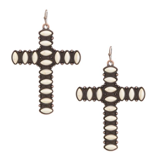 CROSS BEADED DANGLE EARRING