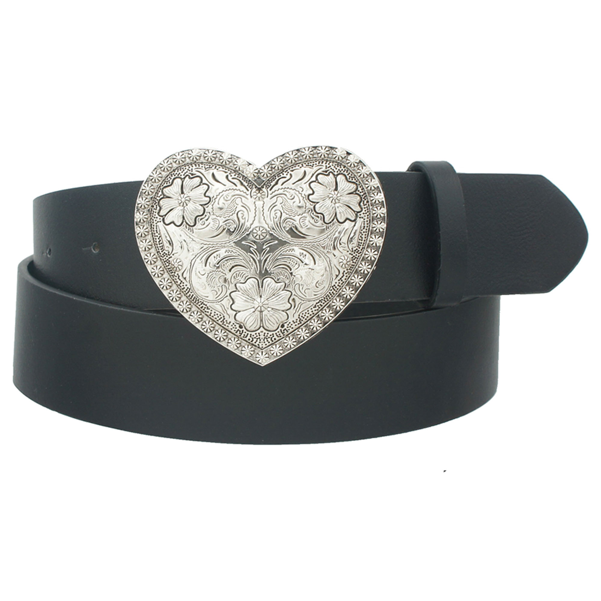 FLORA EMBOSSED HEART BUCKLE BELT