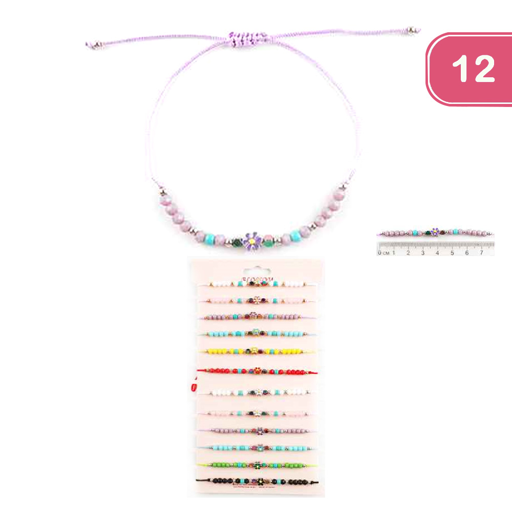 FASHION FLOWER BEADED BRACELET (12UNITS)
