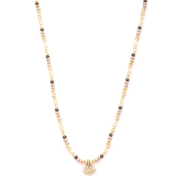 MULTI PATTERN CRYSTAL BEAD RHINESTONE EYE NECKLACE