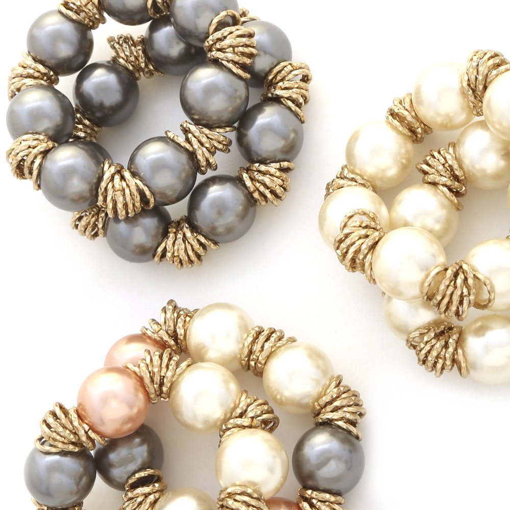 MULTI PEARL BEAD STRETCH BRACELET SET