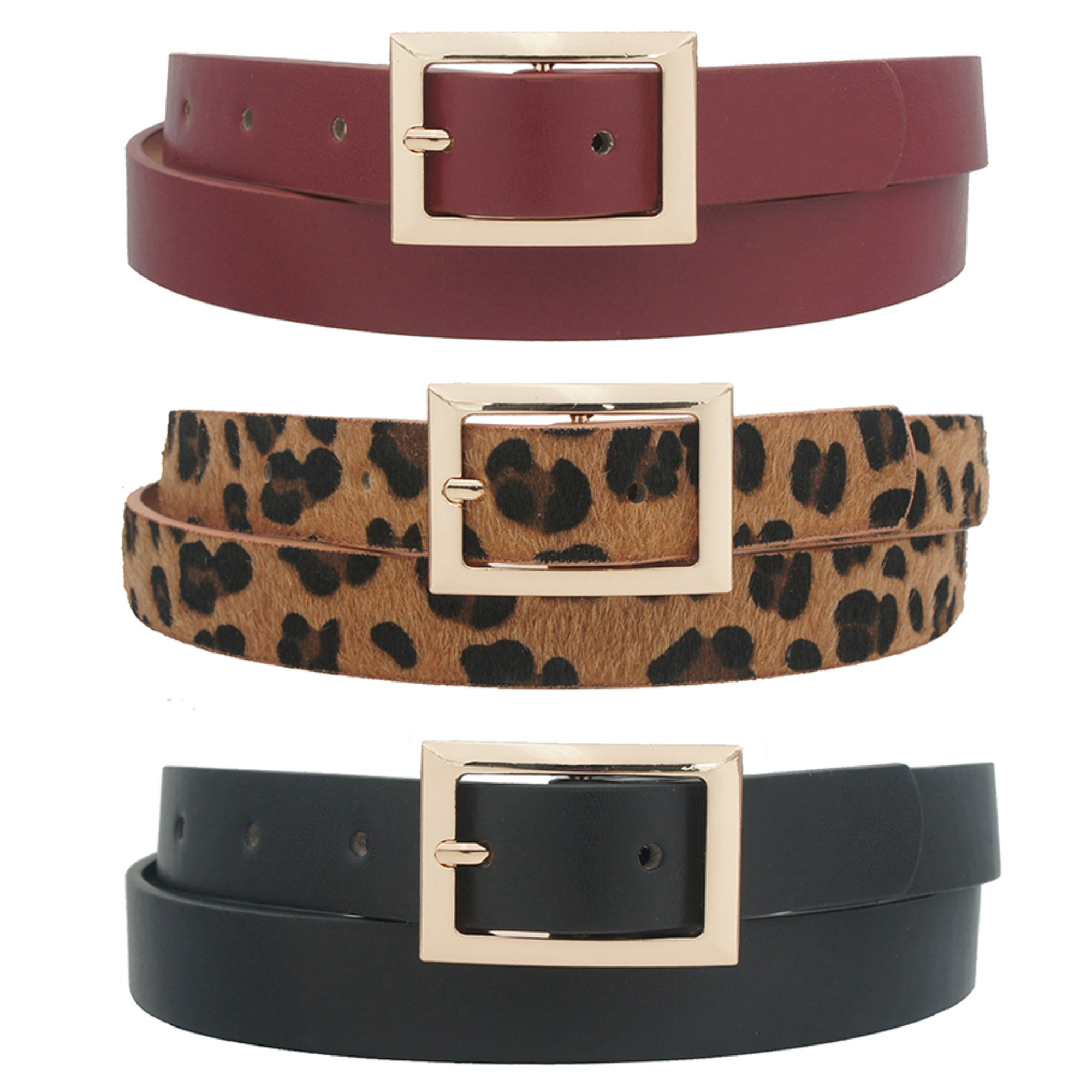 ANGLED RECTANGLE BUCKLE SOLID LPD TRIO BELT