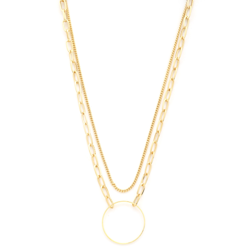 SODAJO CIRCLE OVAL LINK LAYERED NECKLACE