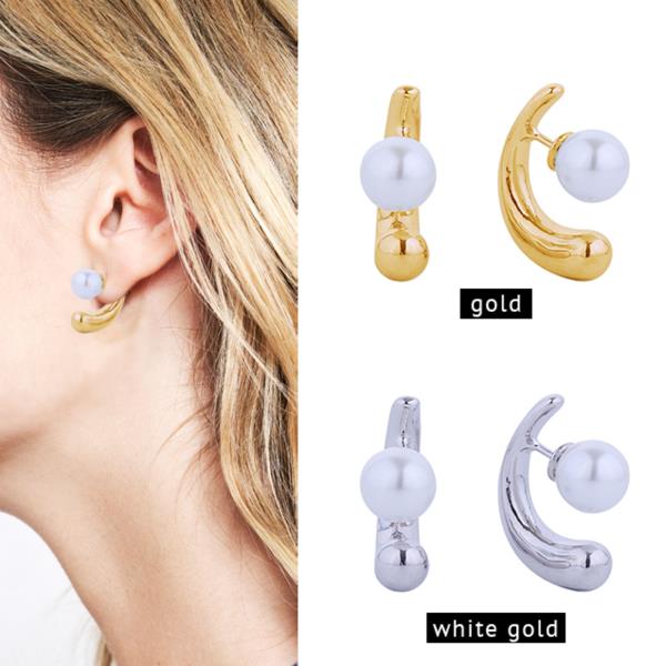 14K GOLD/WHITE GOLD DIPPED PEARL POST EARRING