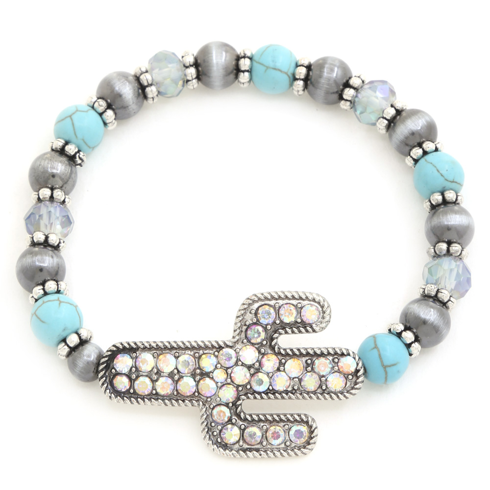 CACTUS RHINESTONE BEADED BRACELET