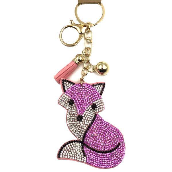 RHINESTONE FOX TASSEL KEYCHAIN