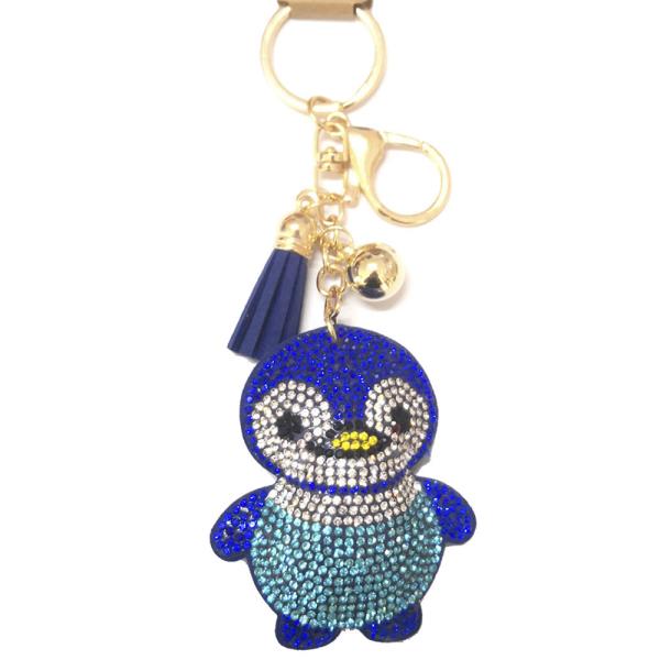RHINESTONE CUTE COLORED PENGUIN KEYCHAIN