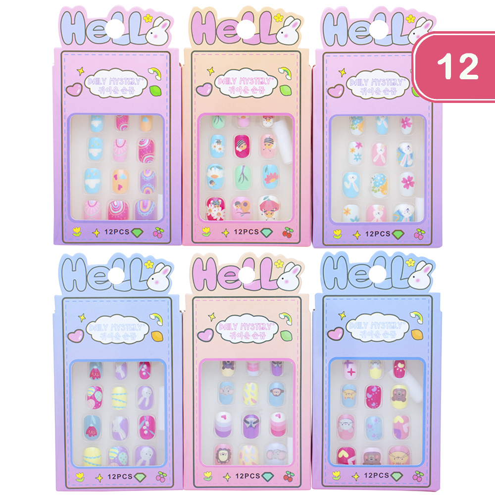 HELLO DAILY MYSTERY MIX DESIGN NAIL DECORATION SET (12 UNITS)