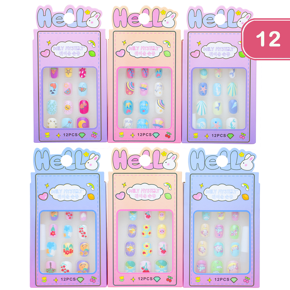 HELLO DAILY MYSTERY MIX DESIGN NAIL DECORATION SET (12 UNITS)