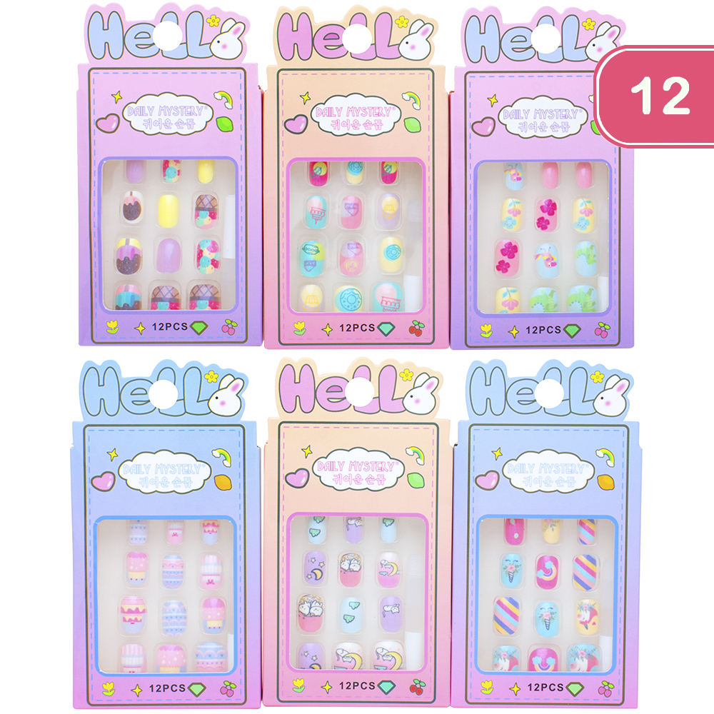 HELLO DAILY MYSTERY MIX DESIGN NAIL DECORATION SET (12 UNITS)