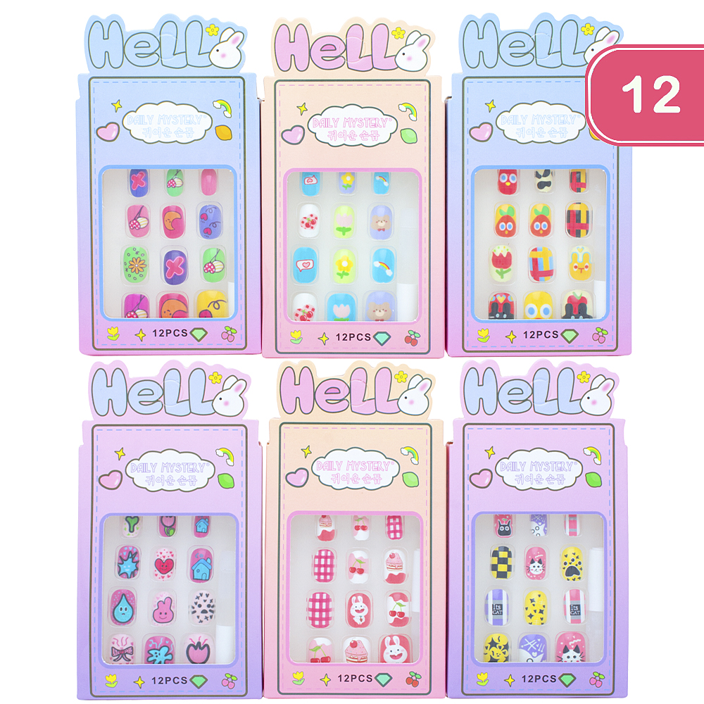 HELLO DAILY MYSTERY MIX DESIGN NAIL DECORATION SET (12 UNITS)