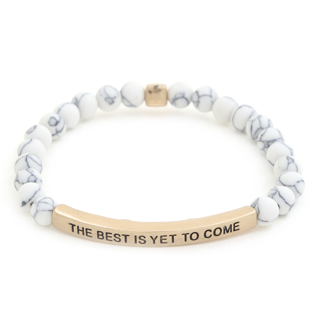 THE BEST IS YET TO COME CURVE BAR BEADED BRACELET