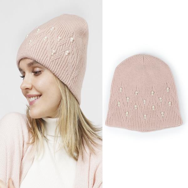 PEARL DECO KNIT BEANIE