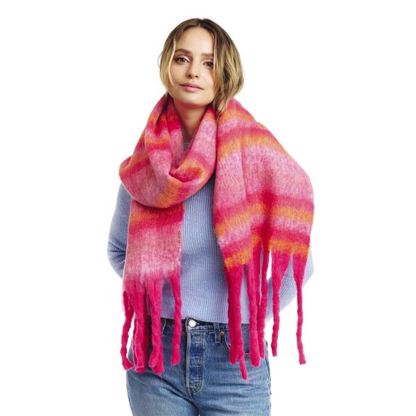 FASHION STRIPE TASSEL BLANKET SCARF