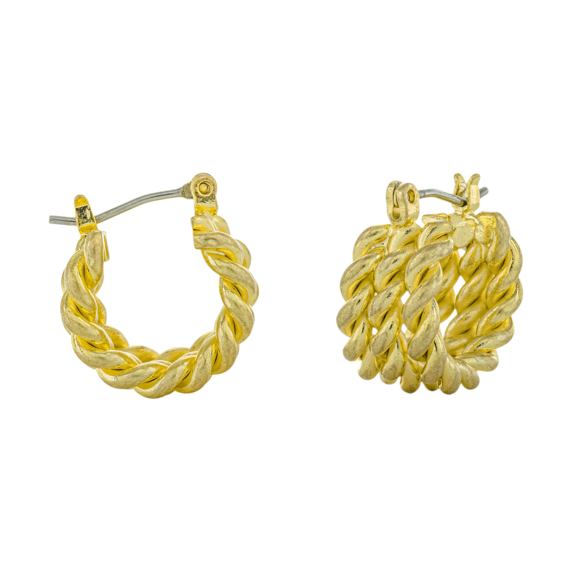 TWISTED LINK VINTAGE GOLD PLATED EARRING