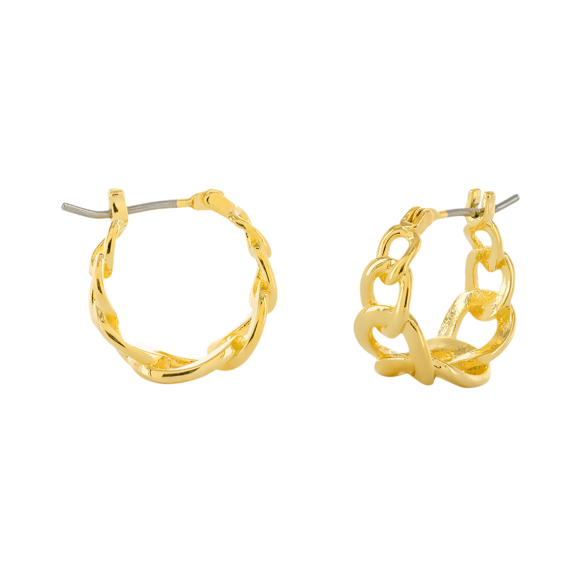 CURB LINK GOLD PLATED PIN CATCH EARRING