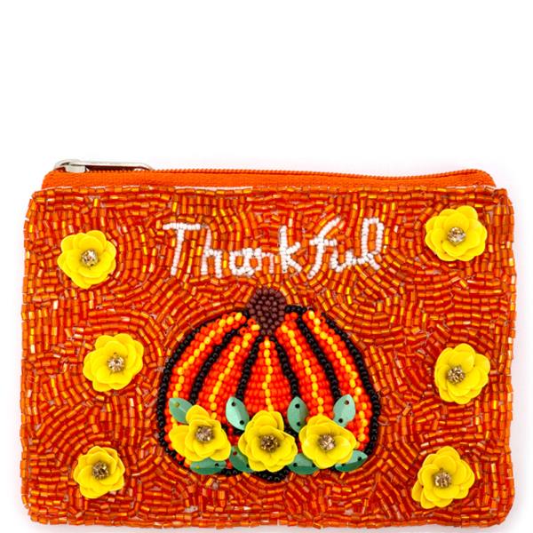 THANKSGIVING SEED BEAD COIN PURSE