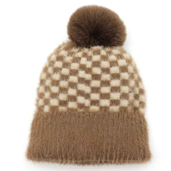 CHECKER POM POM BEANIES