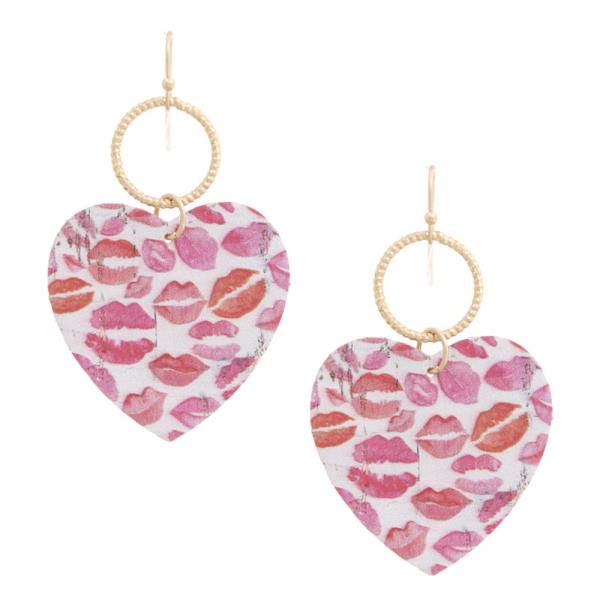 HEARTS LIPS PRINTED DANGLE EARRING